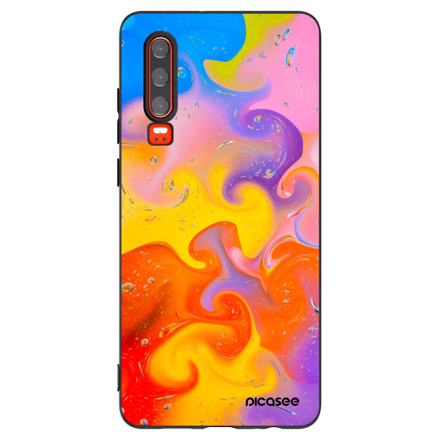 Picasee silikonski črni ovitek za Huawei P30 - Bubbles