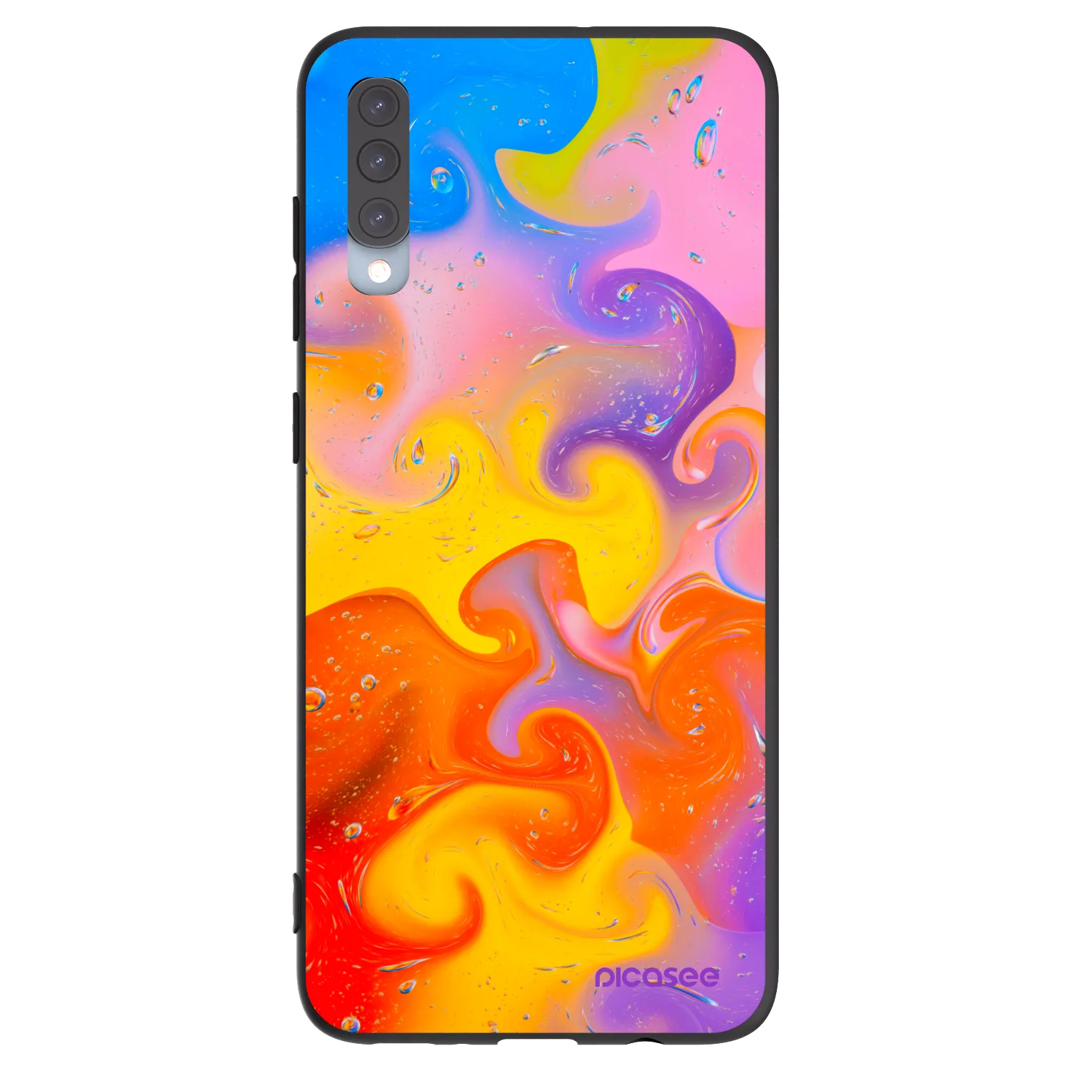 Picasee silikonski črni ovitek za Samsung Galaxy A70 A705F - Bubbles