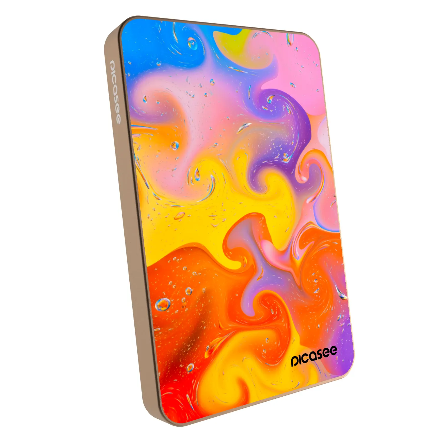 Picasee Prenosna baterija z MagSafe 5 000 mAh Zlati - Bubbles