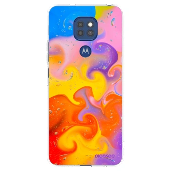 Picasee silikonski prozorni ovitek za Motorola Moto G9 Play - Bubbles