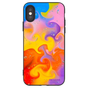 Picasee silikonski črni ovitek za Apple iPhone X/XS - Bubbles