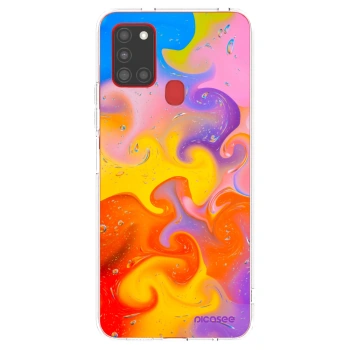 Picasee silikonski prozorni ovitek za Samsung Galaxy A21s - Bubbles