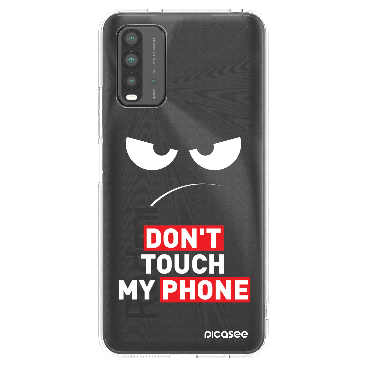 Picasee silikonski črni ovitek za Xiaomi Redmi 9T - Angry Eyes - Transparent