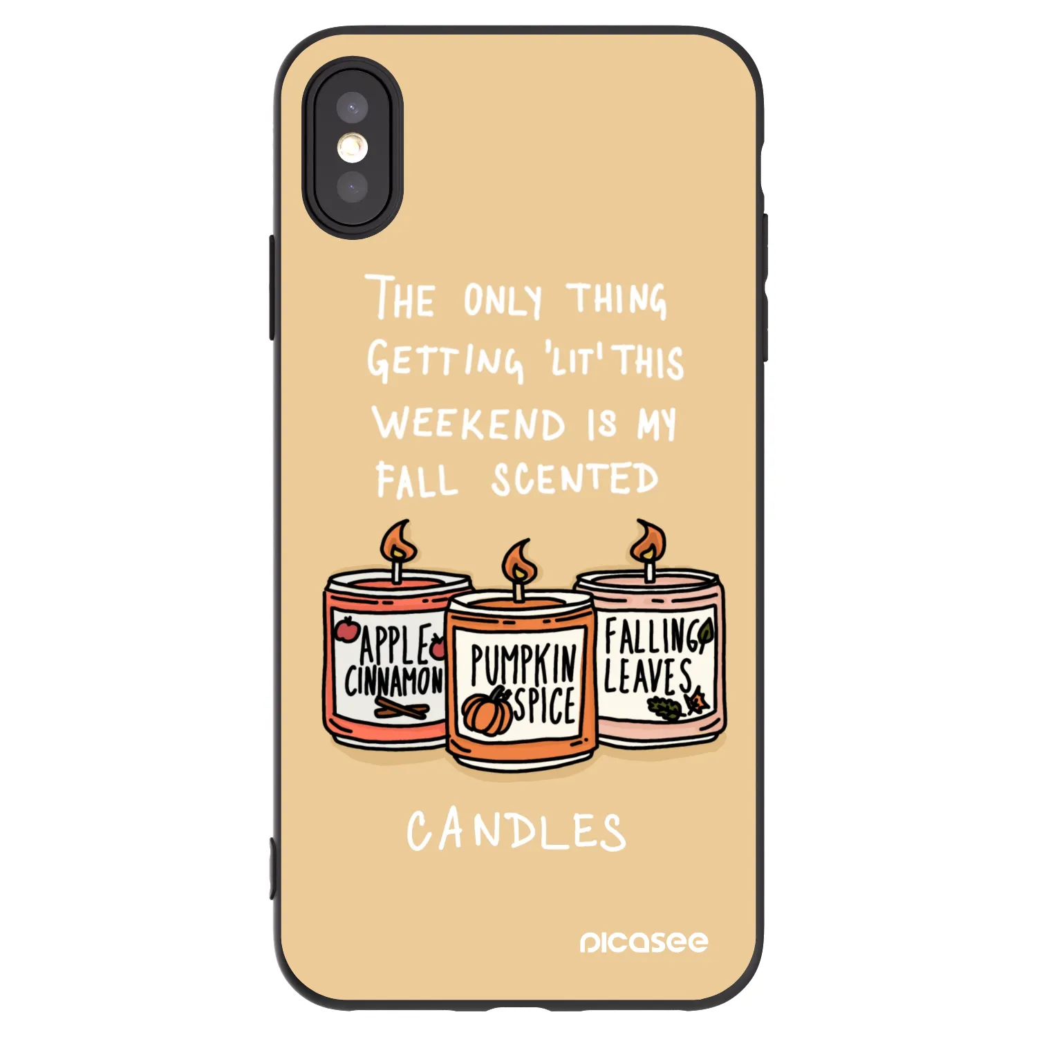 Picasee silikonski črni ovitek za Apple iPhone XS Max - Candles