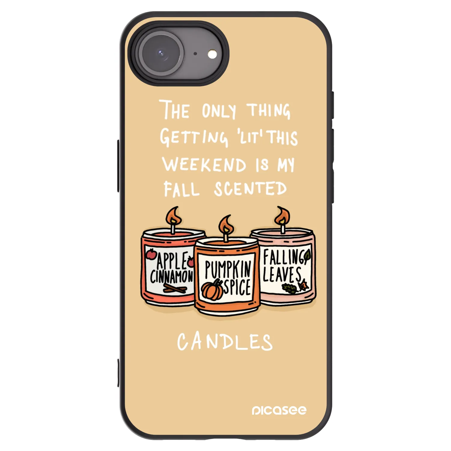 Picasee silikonski črni ovitek za Apple iPhone 16e - Candles