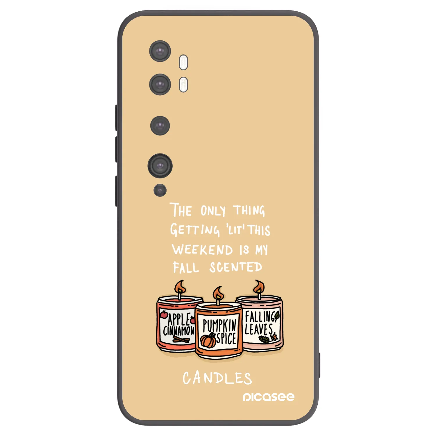 Picasee silikonski črni ovitek za Xiaomi Mi Note 10 (Pro) - Candles