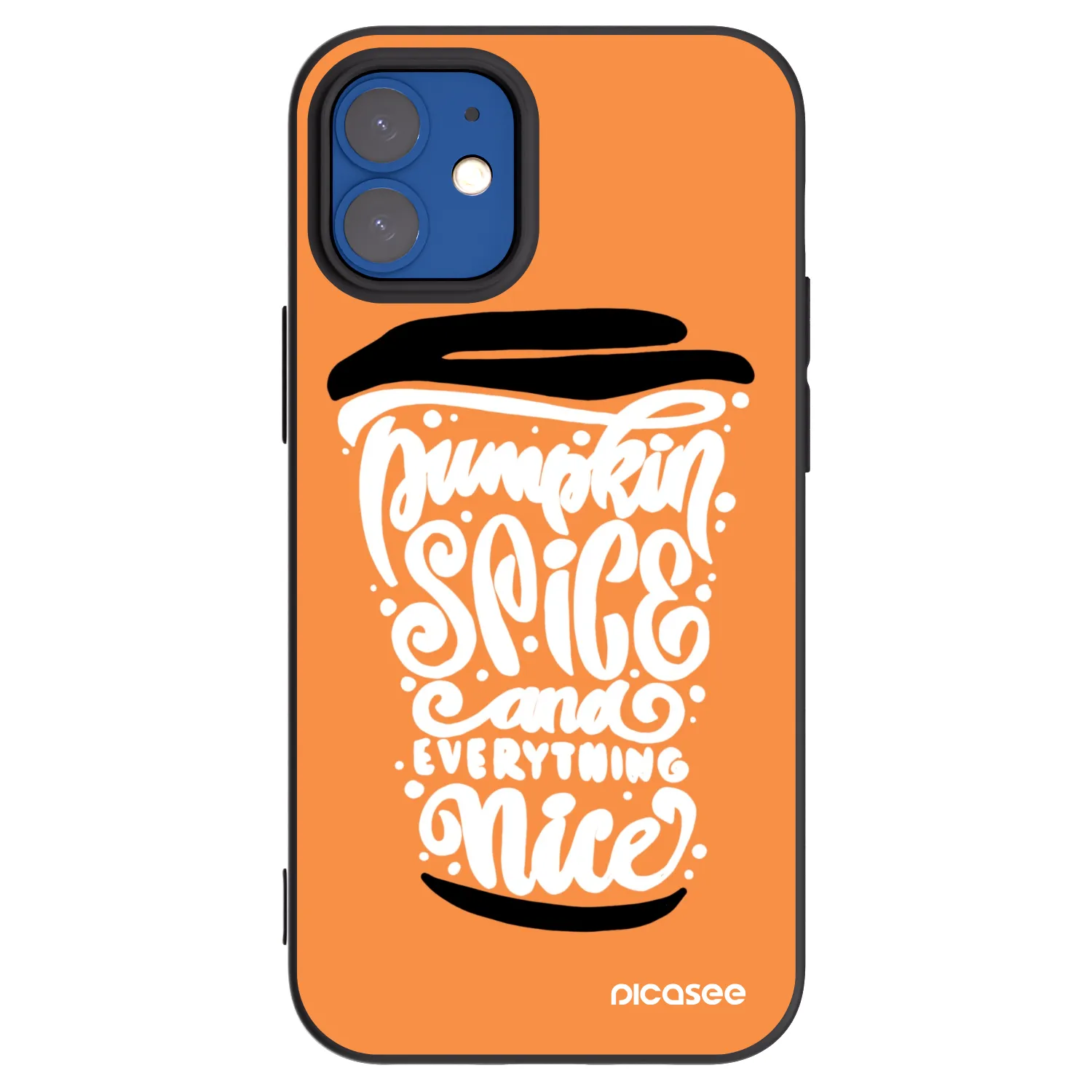 Picasee silikonski črni ovitek za Apple iPhone 12 mini - Pumpkin coffee