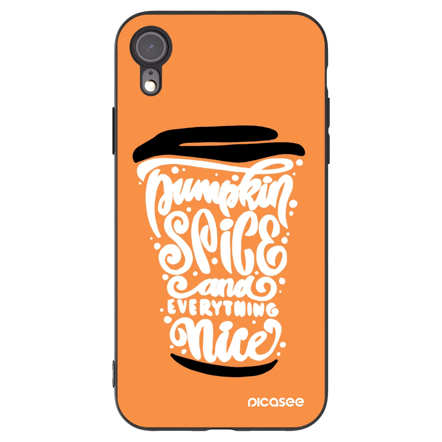 Picasee silikonski črni ovitek za Apple iPhone XR - Pumpkin coffee