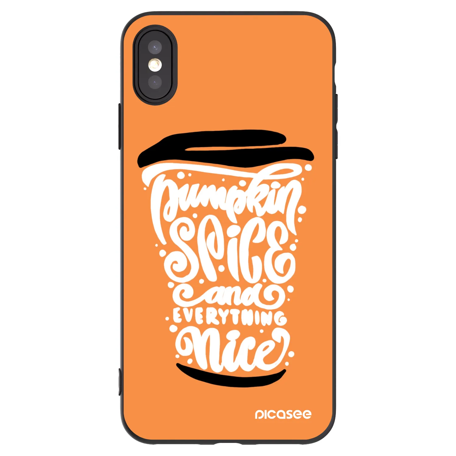 Picasee silikonski črni ovitek za Apple iPhone XS Max - Pumpkin coffee