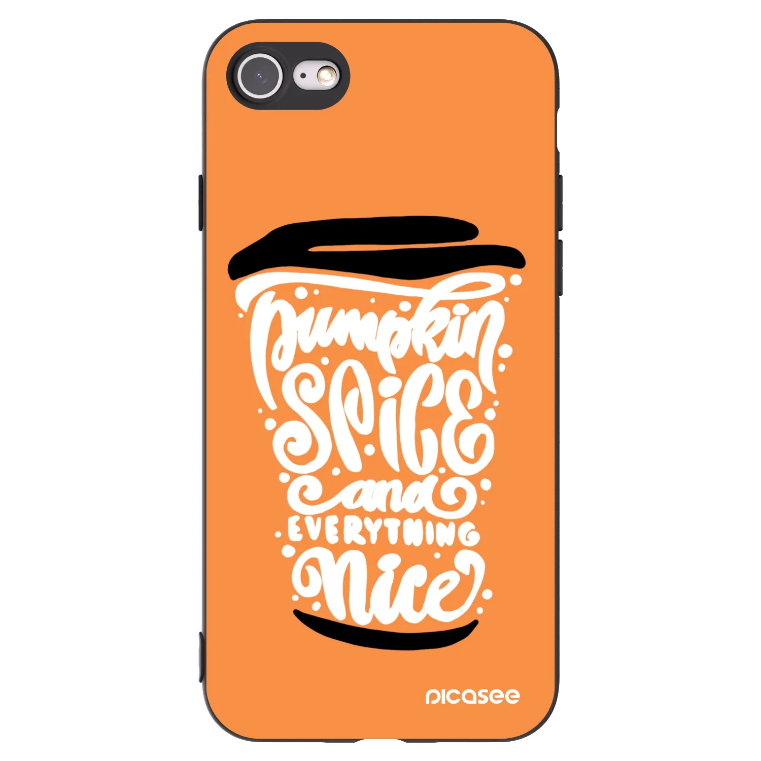 Picasee silikonski črni ovitek za Apple iPhone SE 2022 - Pumpkin coffee