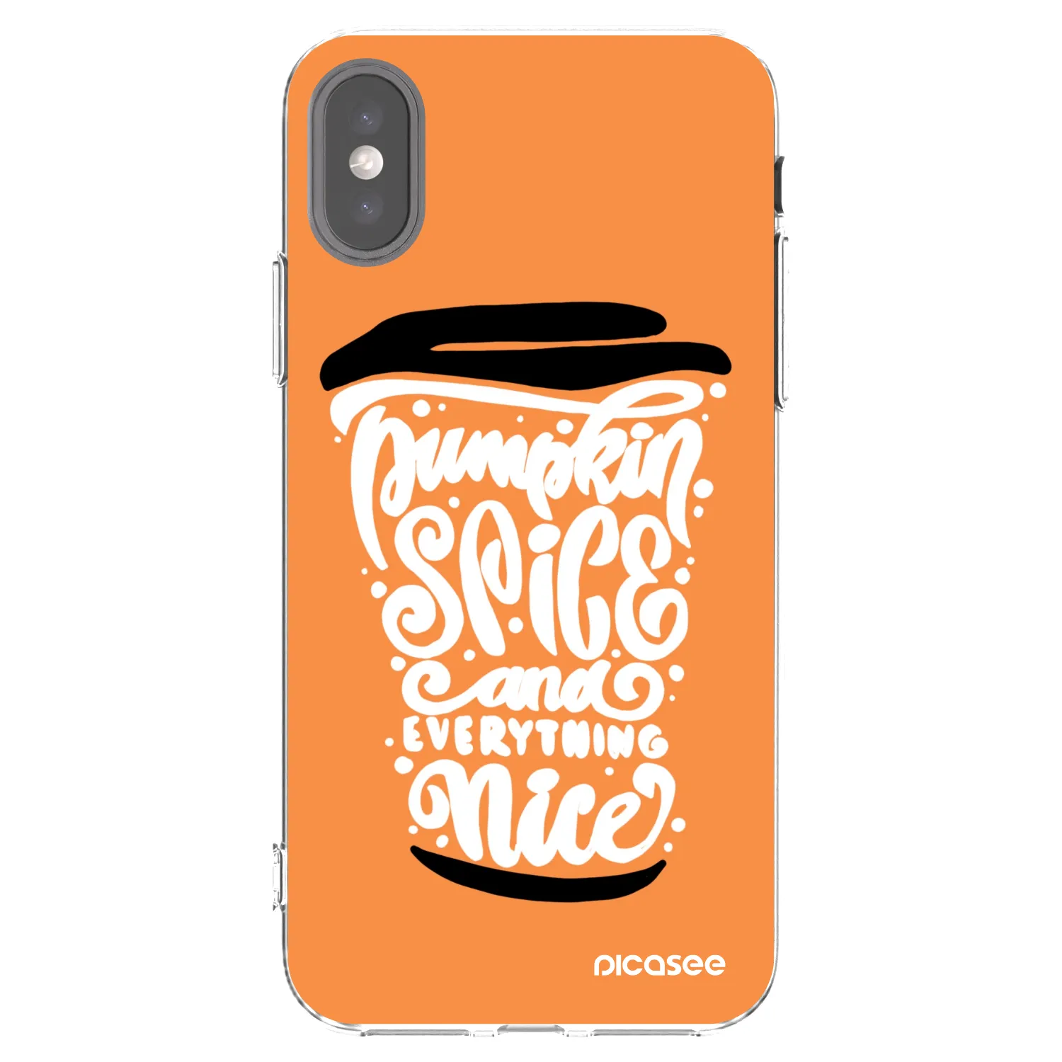 Picasee silikonski prozorni ovitek za Apple iPhone X/XS - Pumpkin coffee