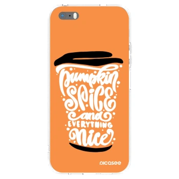 Picasee silikonski prozorni ovitek za Apple iPhone 5/5S/SE - Pumpkin coffee