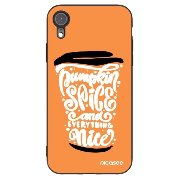 Picasee silikonski črni ovitek za Apple iPhone XR - Pumpkin coffee