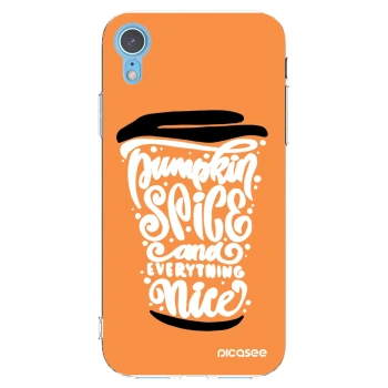 Picasee silikonski prozorni ovitek za Apple iPhone XR - Pumpkin coffee