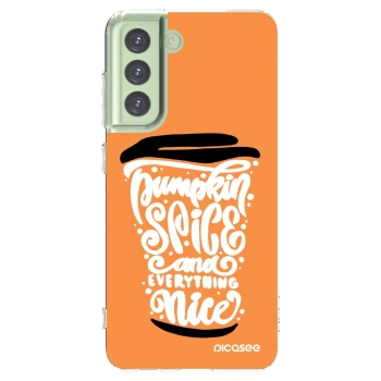 Picasee silikonski prozorni ovitek za Samsung Galaxy S21 FE 5G - Pumpkin coffee