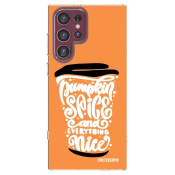 Picasee silikonski prozorni ovitek za Samsung Galaxy S22 Ultra 5G - Pumpkin coffee