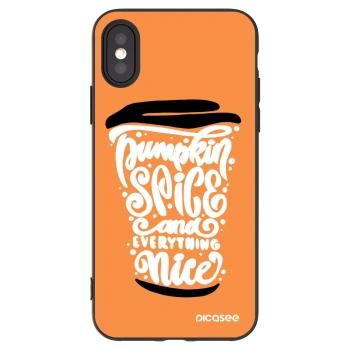 Picasee silikonski črni ovitek za Apple iPhone X/XS - Pumpkin coffee
