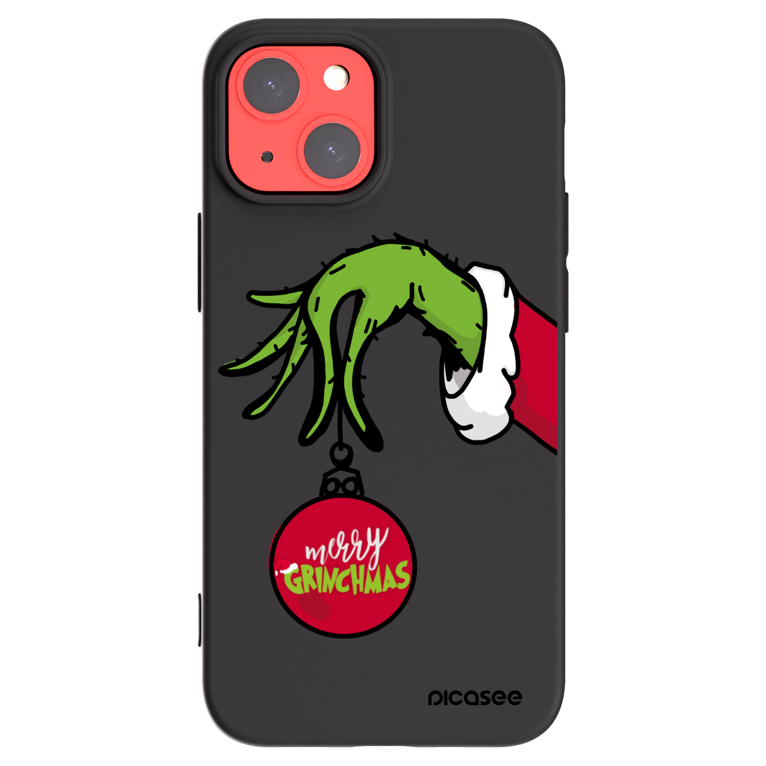 Picasee silikonski črni ovitek za Apple iPhone 13 mini - Grinch
