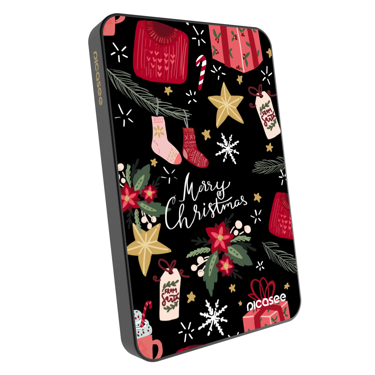 Picasee Prenosna baterija z MagSafe 5 000 mAh Siva - Christmas
