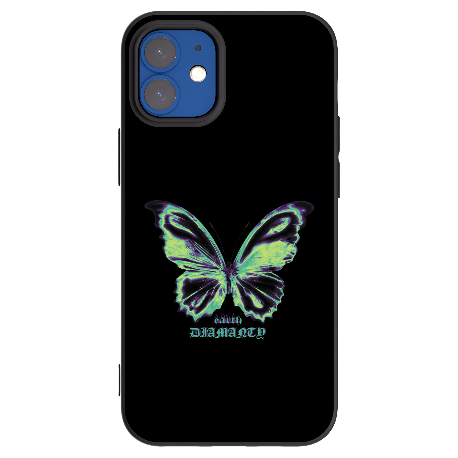 Picasee silikonski črni ovitek za Apple iPhone 12 mini - Diamanty Blue