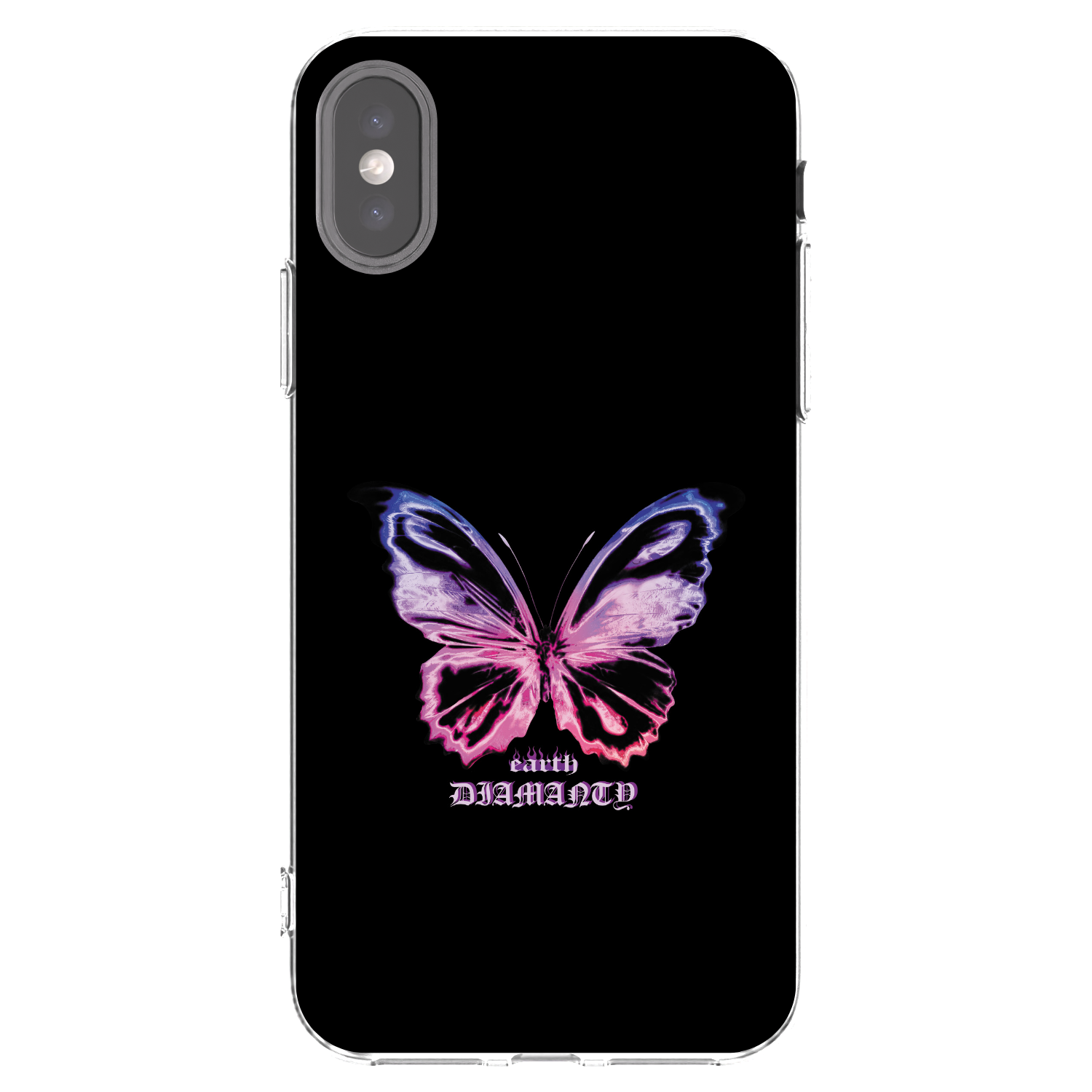 Picasee silikonski prozorni ovitek za Apple iPhone X/XS - Diamanty Purple