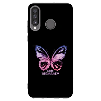 Picasee silikonski prozorni ovitek za Huawei P30 Lite - Diamanty Purple