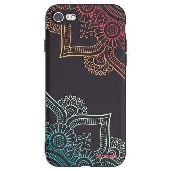 Picasee silikonski črni ovitek za Apple iPhone SE 2022 - Flowers pattern