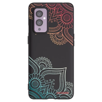Picasee silikonski črni ovitek za OnePlus 9 - Flowers pattern