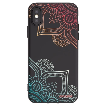 Picasee silikonski črni ovitek za Apple iPhone X/XS - Flowers pattern
