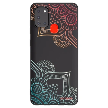 Picasee silikonski črni ovitek za Samsung Galaxy A21s - Flowers pattern