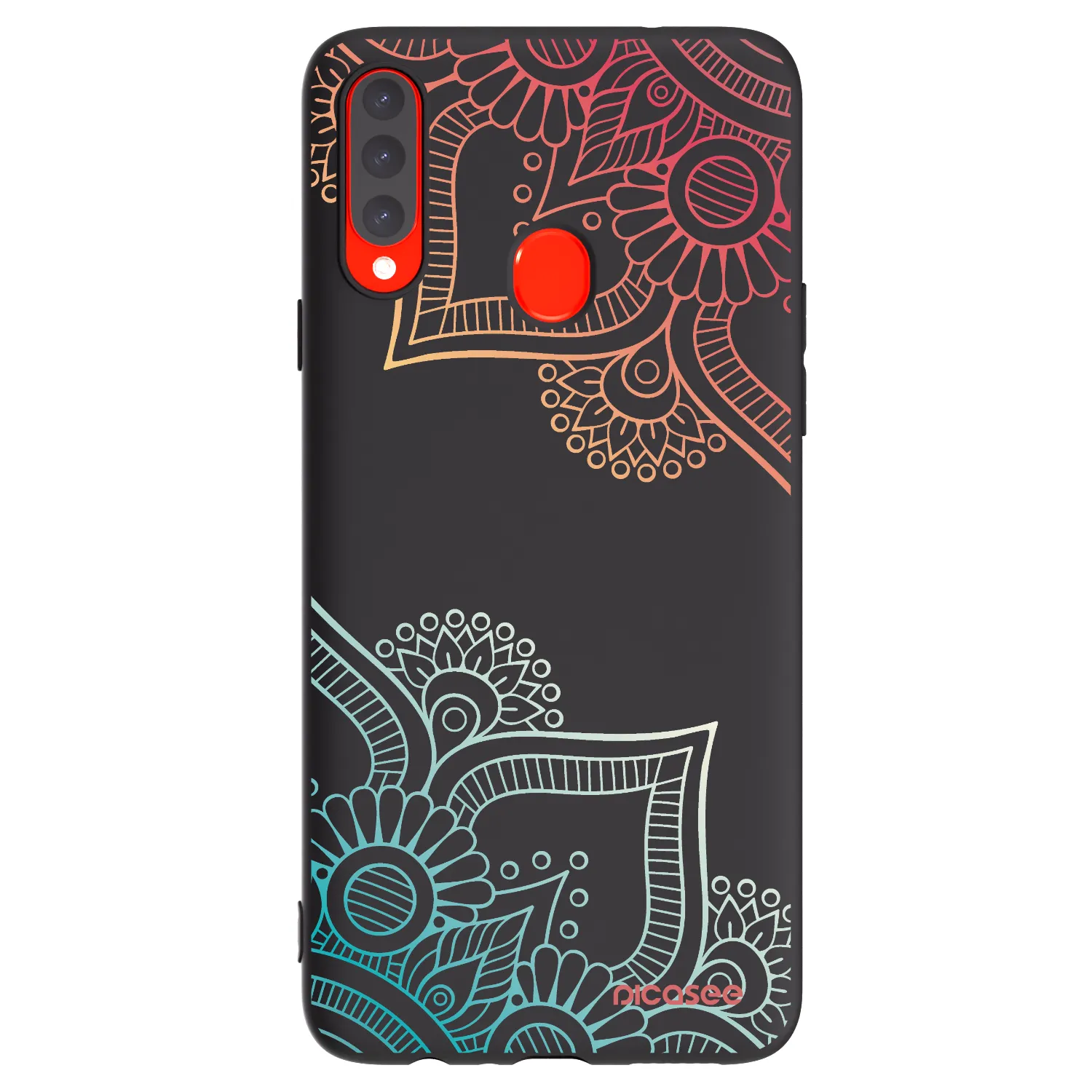 Picasee silikonski črni ovitek za Samsung Galaxy A20s - Flowers pattern
