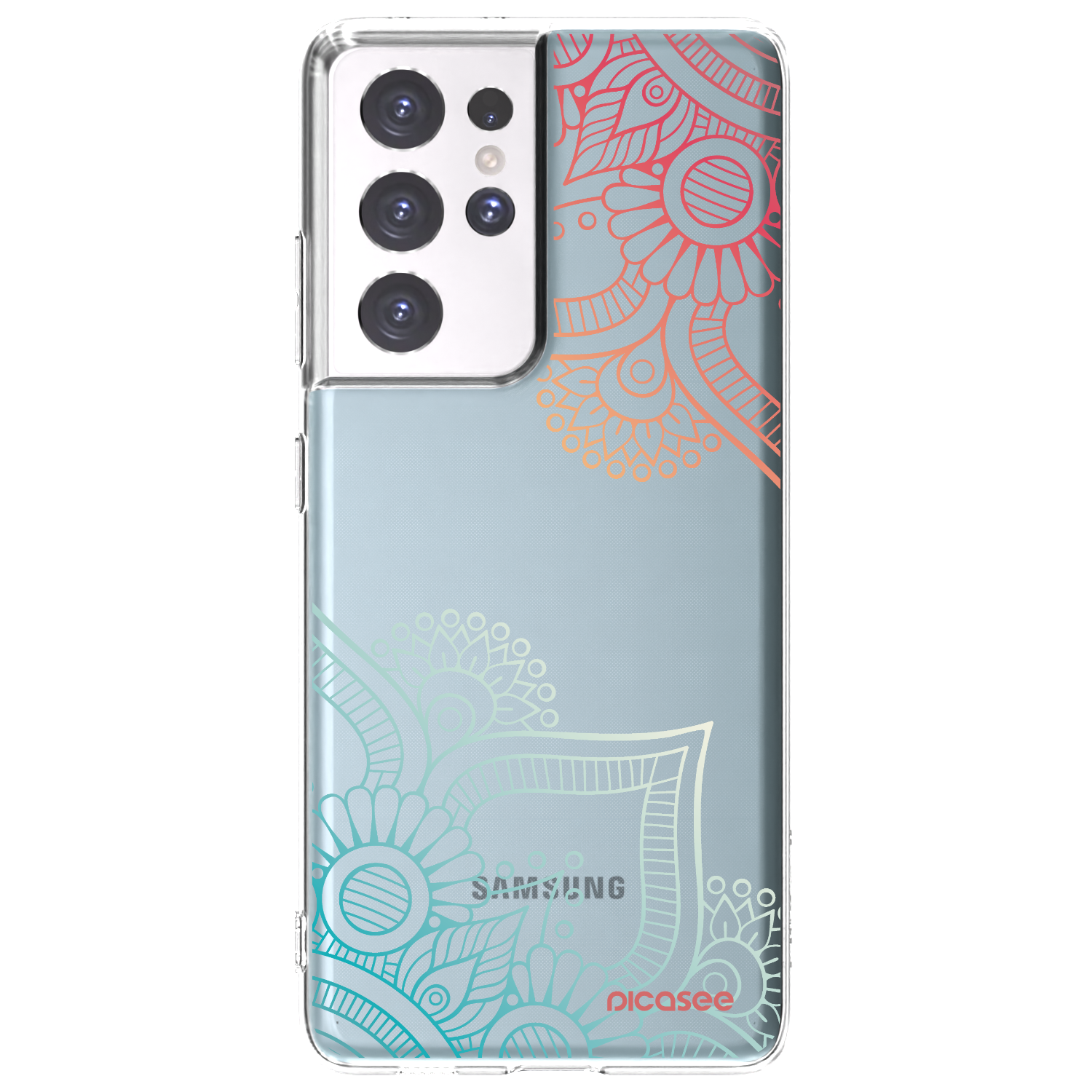 Picasee silikonski prozorni ovitek za Samsung Galaxy S21 Ultra 5G G998B - Flowers pattern