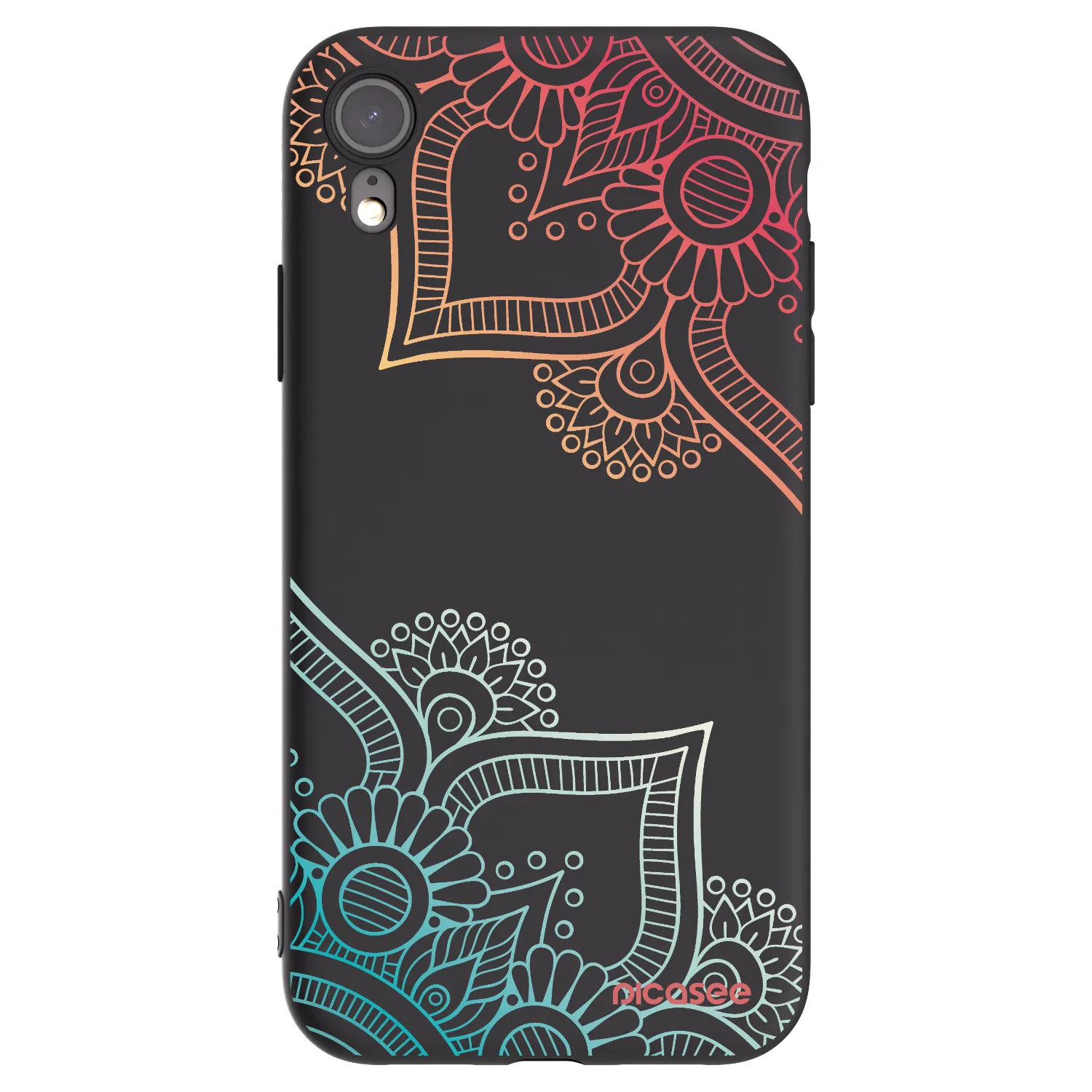 Picasee silikonski črni ovitek za Apple iPhone XR - Flowers pattern