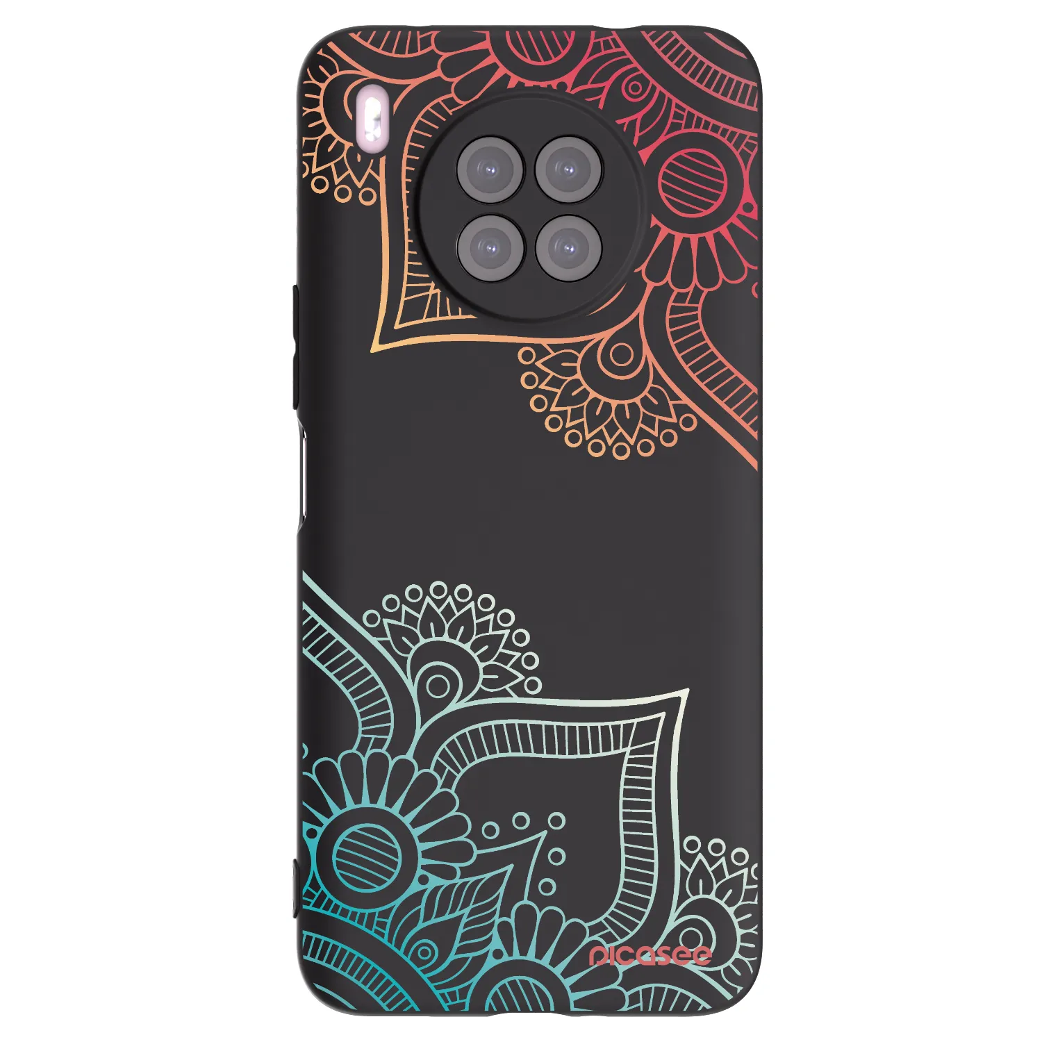 Picasee silikonski črni ovitek za Huawei Nova 8i - Flowers pattern