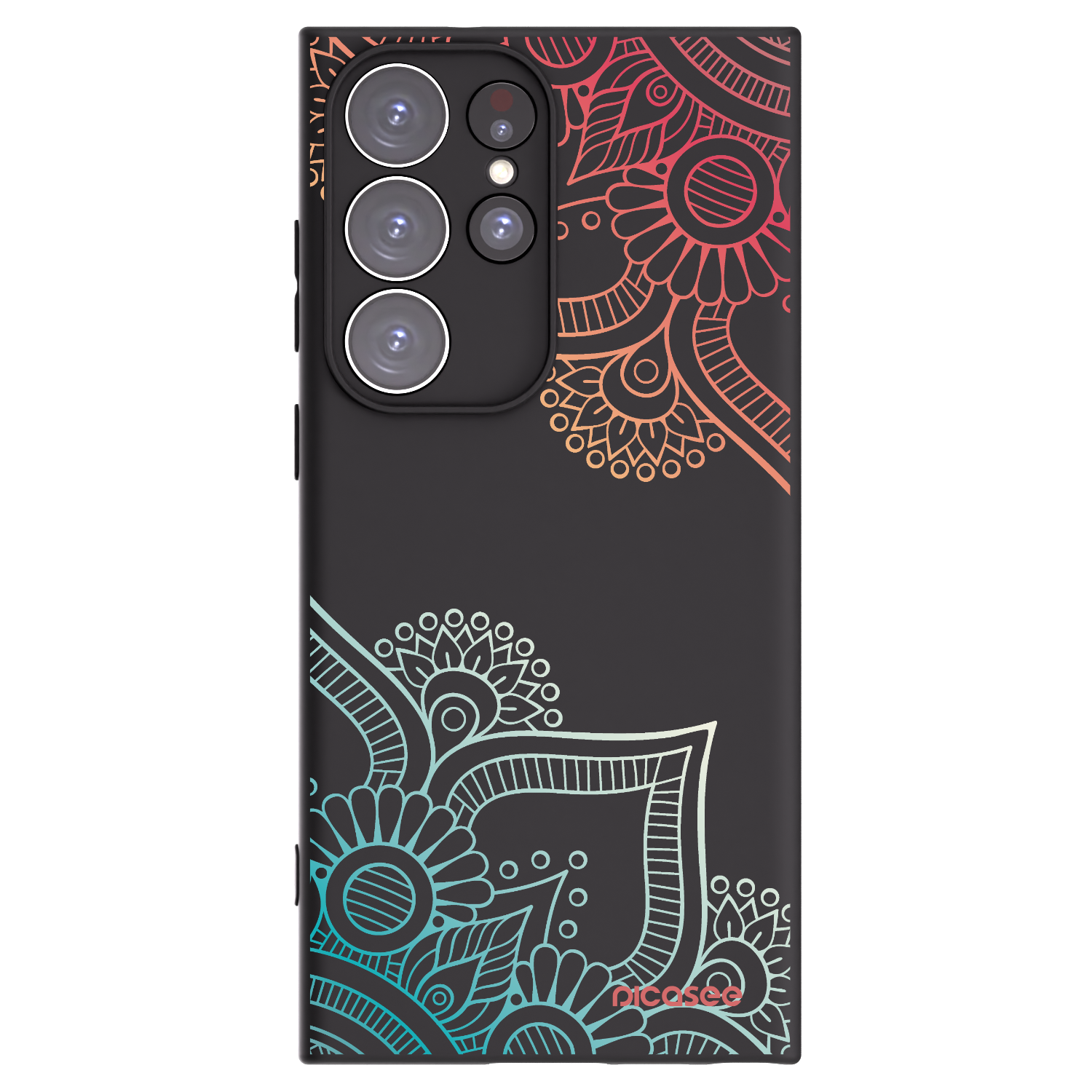 Picasee silikonski črni ovitek za Samsung Galaxy S23 Ultra 5G - Flowers pattern