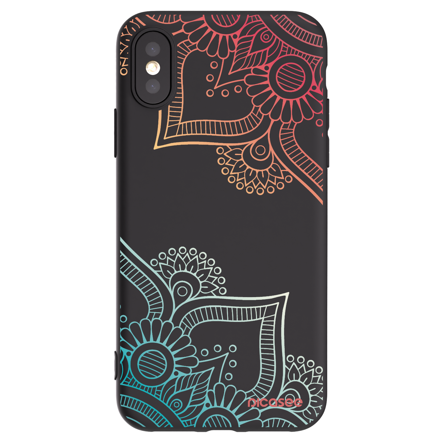 Picasee silikonski črni ovitek za Apple iPhone X/XS - Flowers pattern