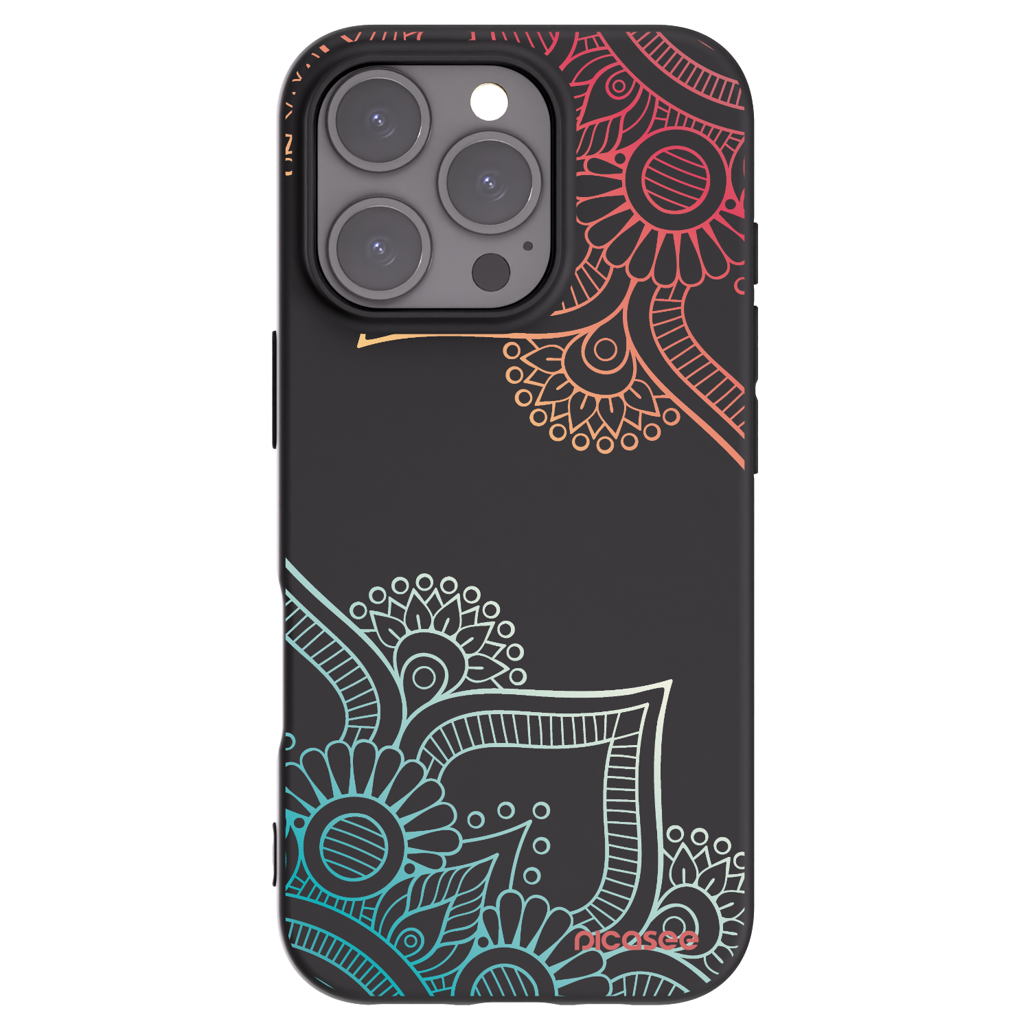 Picasee silikonski črni ovitek za Apple iPhone 16 Pro - Flowers pattern
