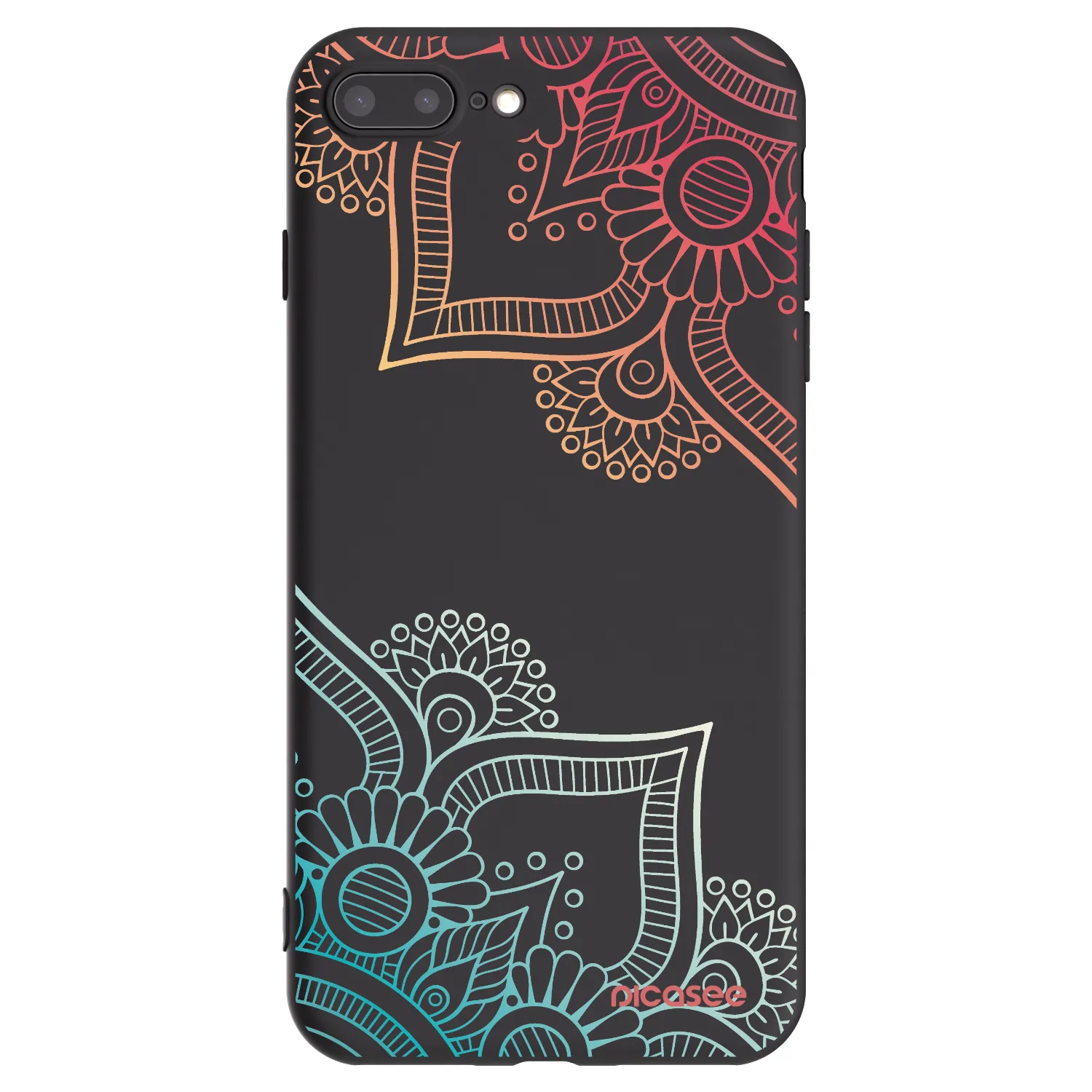 Picasee silikonski črni ovitek za Apple iPhone 8 Plus - Flowers pattern