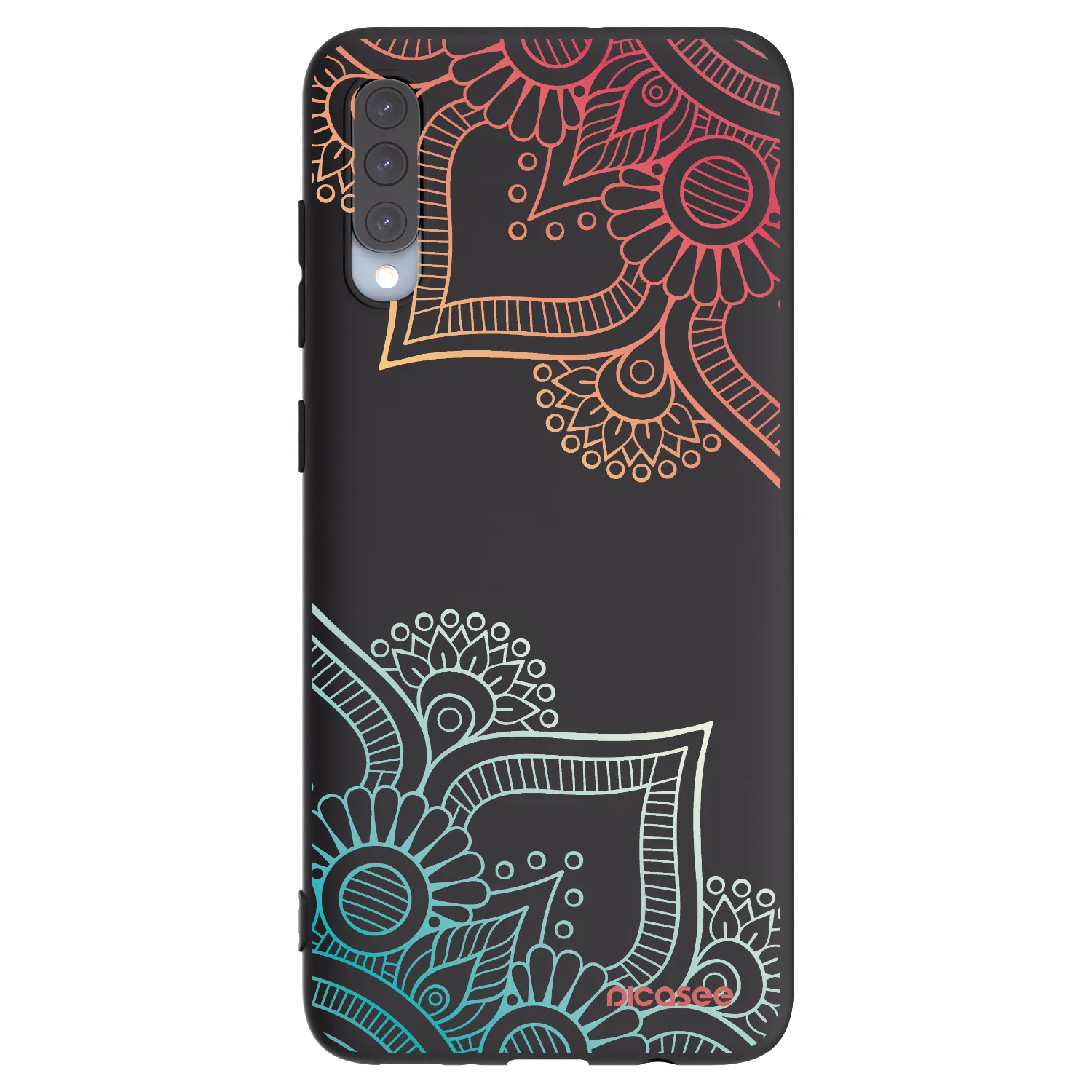 Picasee silikonski črni ovitek za Samsung Galaxy A70 A705F - Flowers pattern
