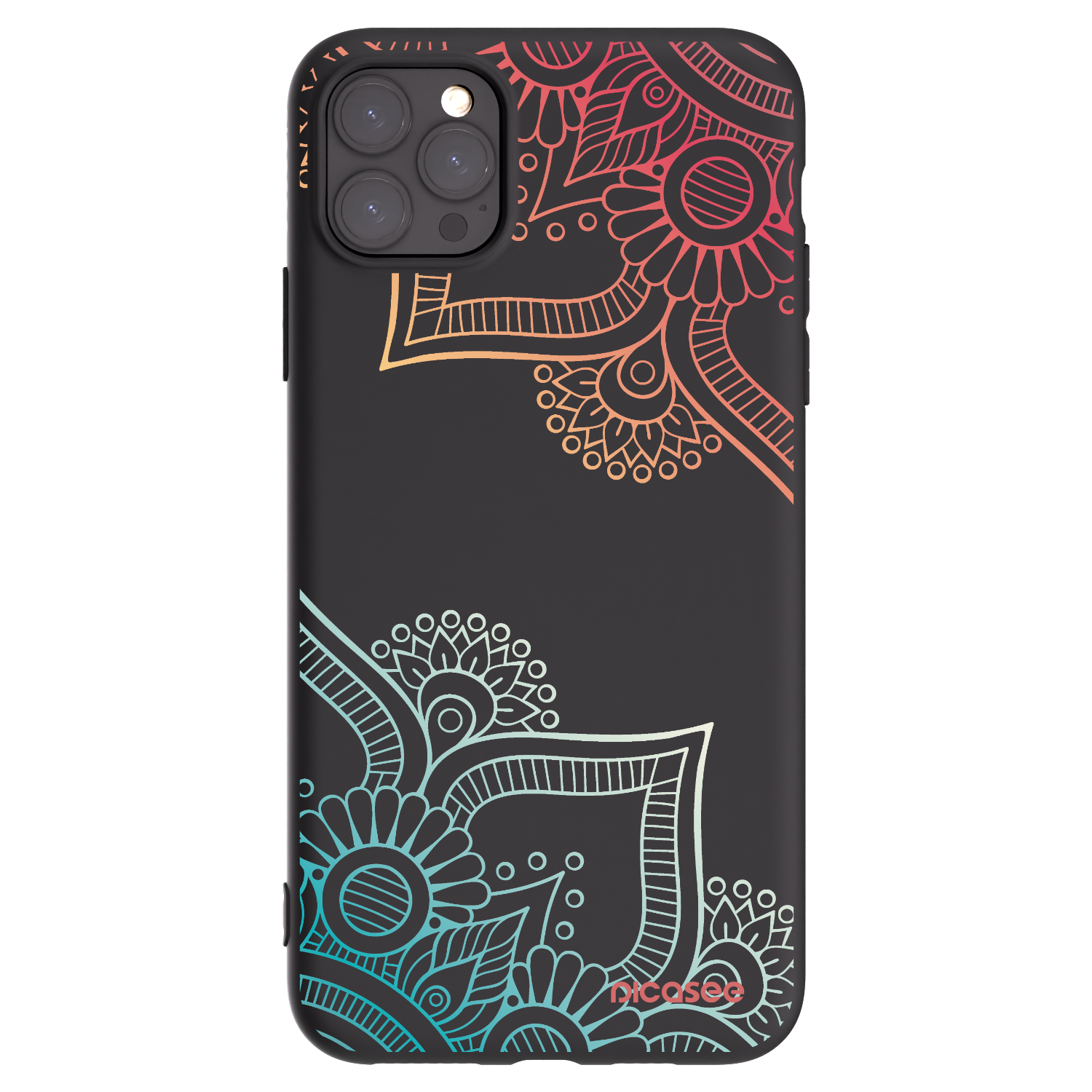 Picasee silikonski črni ovitek za Apple iPhone 11 Pro Max - Flowers pattern