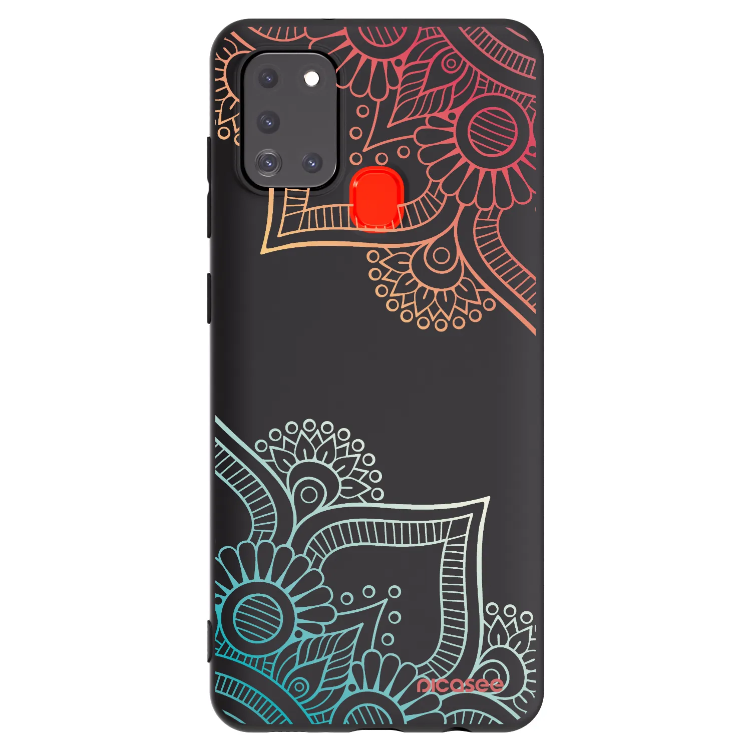 Picasee silikonski črni ovitek za Samsung Galaxy A21s - Flowers pattern