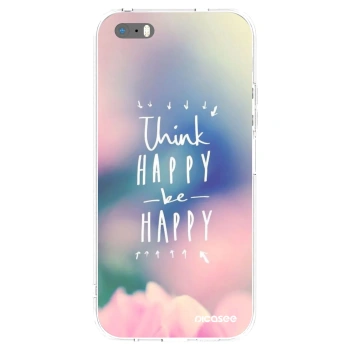 Picasee silikonski prozorni ovitek za Apple iPhone 5/5S/SE - Think happy be happy