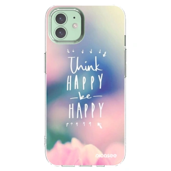 Picasee silikonski prozorni ovitek za Apple iPhone 12 - Think happy be happy