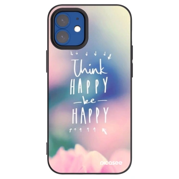 Picasee silikonski črni ovitek za Apple iPhone 12 mini - Think happy be happy