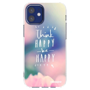 Picasee silikonski prozorni ovitek za Apple iPhone 12 mini - Think happy be happy