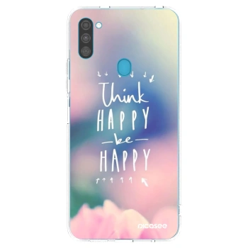 Picasee silikonski prozorni ovitek za Samsung Galaxy M11 - Think happy be happy