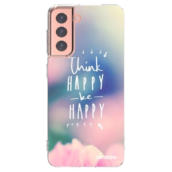 Picasee silikonski prozorni ovitek za Samsung Galaxy S21 5G G991B - Think happy be happy