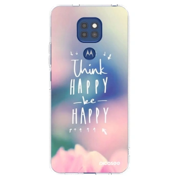 Picasee silikonski prozorni ovitek za Motorola Moto G9 Play - Think happy be happy