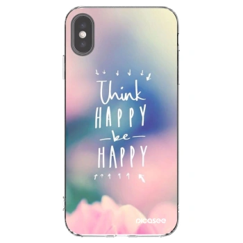 Picasee silikonski prozorni ovitek za Apple iPhone XS Max - Think happy be happy