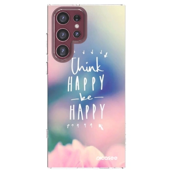 Picasee silikonski prozorni ovitek za Samsung Galaxy S22 Ultra 5G - Think happy be happy